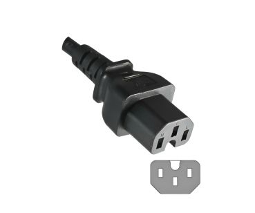 DINIC Netzkabel Schuko auf Warmgerätestecker, Stromkabel C15, schwarz, 5m